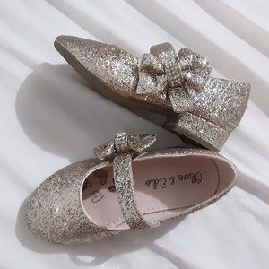 Olive & Edie Girls Toddler Size 7 Dress Shoes Mary Jane Gold Glider Bow *Box22